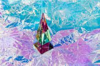 Kaboompics - Prismatic Glass Sculpture on Blue and Lilac Foil for Editorial Product Ads