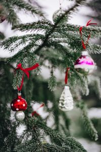 Kaboompics - Colorful Vintage Ornaments on an Evergreen Tree