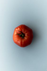 Kaboompics - Red Tomato on Blue Background