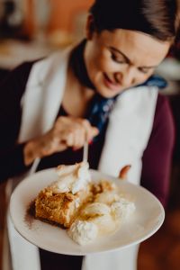 Kaboompics - Apple pie with whipped cream and ice cream in Cafe Verte