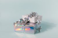 Kaboompics - Small Christmas Gift Stack on Pale Blue Background