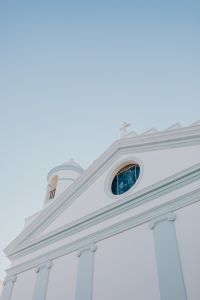 Kaboompics - Pastel Bell Tower Detail on a White Mediterranean Church