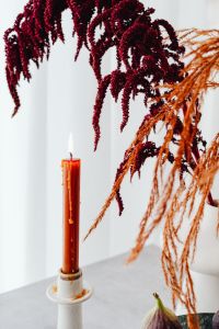 Kaboompics - Red Candle And Dried Branches With Fresh Figs