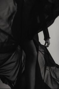 Kaboompics - Dramatic Silhouette Behind Flowing Black Sheer Fabric