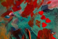 Kaboompics - Red Hearts on Colorful Abstract Valentine's Background