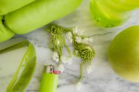 Kaboompics - Lime Green Fashion Accessories and Green Apple Flat Lay