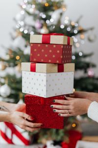 Christmas Presents and Gift Giving Under a Decorated Tree