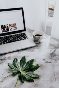 Apple MacBook on the marble desk