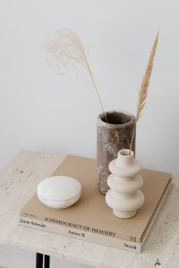 Kaboompics - Textured Vase and White Sculptural Vase Still Life