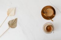Kaboompics - Coffee & Dried Palm Leaves on Marble