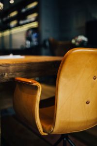 Kaboompics - Closeup of Leather Dining Chair Primum - Bent Hansen