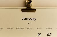 Kaboompics - January 2027 Calendar With Gold Binder Clip