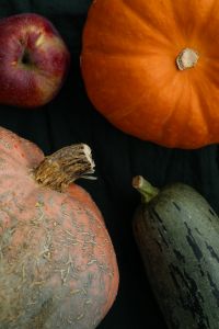 Kaboompics - Moody Autumn Still Life With Pumpkins Squash and Apple