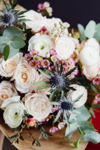 Kaboompics - Cream Ranunculus and Eucalyptus Floral Background