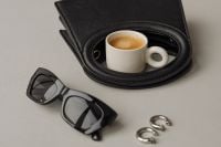 Kaboompics - Minimal Black Accessories Flat Lay with Handbag and Espresso