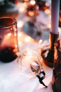 Kaboompics - Pink Candle and Copper Glass in Warm Christmas Bokeh