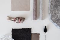 Kaboompics - Neutral Textile Moodboard with Black Feather