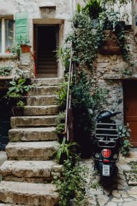 Kaboompics - Stone Stairway with Plants and Scooter in Rovinj Old Town