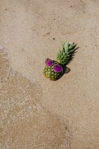 Kaboompics - Pineapple with sunglasses on the beach
