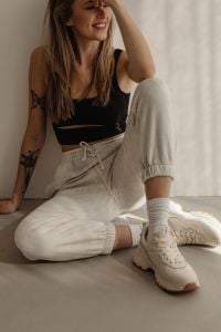 Kaboompics - Minimalist Athleisure Outfit with White Sneakers and Joggers