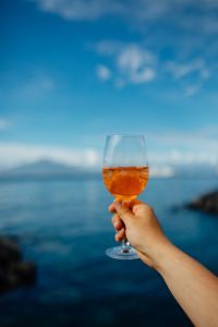 Kaboompics - Low-Framed Aperol Spritz with Open Sea and Sky