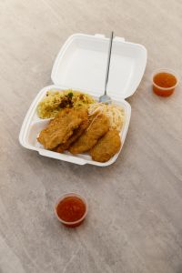 Kaboompics - Fried Chicken Meal Flat Lay