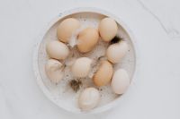 Kaboompics - Easter flat lay with eggs on a white marble