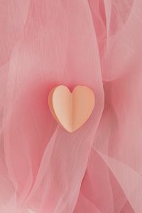 Kaboompics - Folded Paper Heart Among Soft Pink Tulle Folds