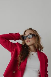 Kaboompics - Close-Up Woman in Pink Blazer and Black Sunglasses