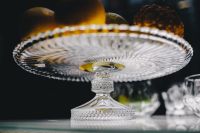 Kaboompics - Faceted Crystal Cake Stand in Glassware Display