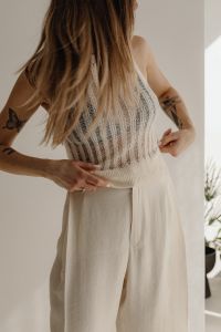 Kaboompics - Minimalist Fashion Outfit with Open Knit Top