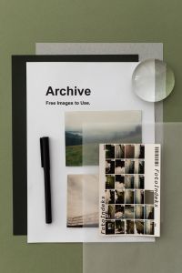 Kaboompics - Analogue Photo Archive Moodboard with Contact Sheet and Pen
