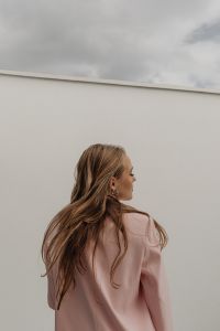 Kaboompics - Back View of Woman in a Pale Pink Coat