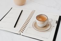 Kaboompics - Coffee - Weekly Planner & Vase on Marble