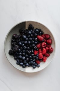 Overhead Bowl of Blackberries, Blueberries and Raspberries