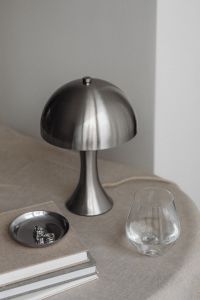 Kaboompics - Chrome Dome Lamp with Glass and Metal Bowl