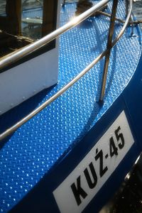 Kaboompics - Blue Fishing Boat Hull with KUZ-45 Marking