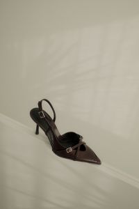 Kaboompics - Cherry Burgundy Heel on White Wall