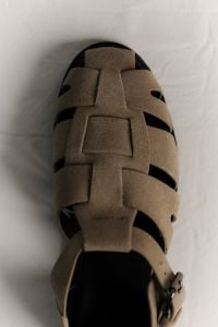 Kaboompics - Close-Up of Beige Woven Suede Sandal Straps