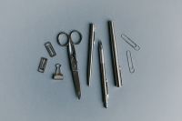 Kaboompics - Creative Stationery Flat Lay With Scissors and Pens