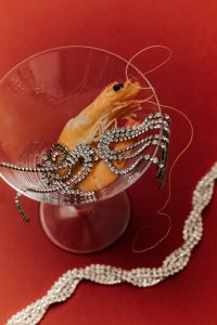 Kaboompics - Jewelry-Studded Shrimp in a Martini Glass