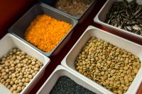 Kaboompics - Assorted Dry Legumes and Sunflower Seeds in Market Display