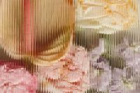 Kaboompics - Pink Cream and Mauve Flowers Behind Ribbed Glass, Wide Abstract Floral Wallpaper