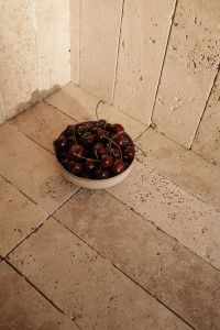 Kaboompics - Close-Up of Dark Cherries in a Stone Bowl