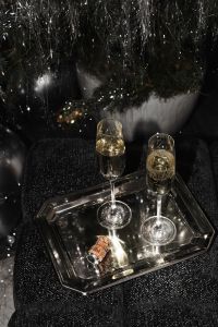 Kaboompics - Two Champagne Glasses On Tray Under Christmas Tree