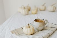 Kaboompics - Coffee Cup and White Mini Pumpkin on a White Background