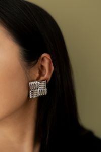 Kaboompics - Silver Statement Earrings Close Up