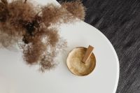 Kaboompics - Mother-of-Pearl Bowl with Palo Santo and Dried Pampas on a White Coffee Table