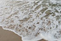 Kaboompics - Dense White Sea Foam Covering Wet Baltic Beach, Close-Up Water Texture