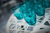 Kaboompics - White table with cyan glasses